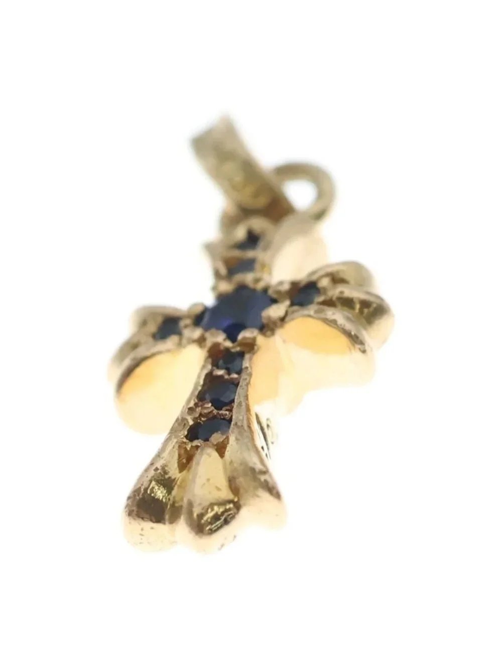 Chrome Hearts 22k Cross Baby Fat P Sap B Babyfat Pave Blue Sapphire Charm Gold